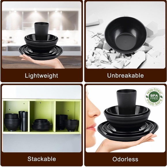 5for$10 Two 34oz Plastic Bowls Reusable Kitchen Unbreakable Soup Bowls for Kids - Picture 3 of 7